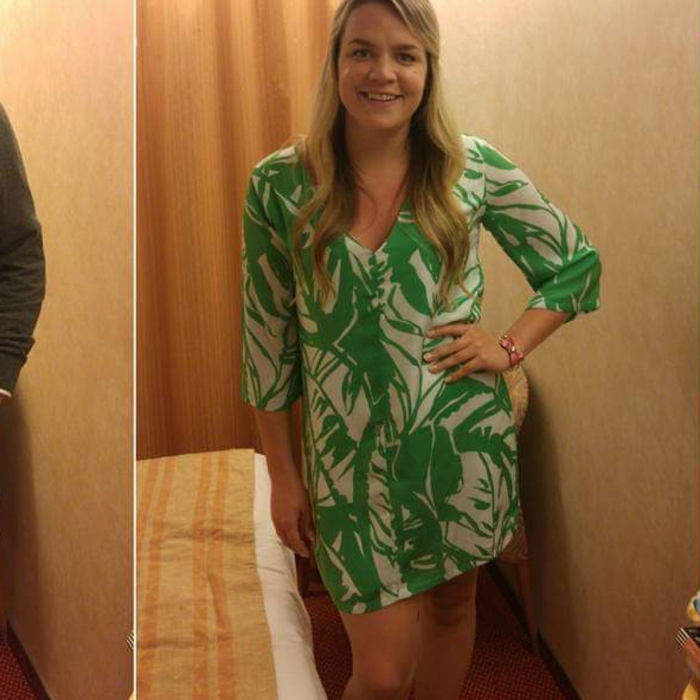 Lilly for Targey green palm shift dress